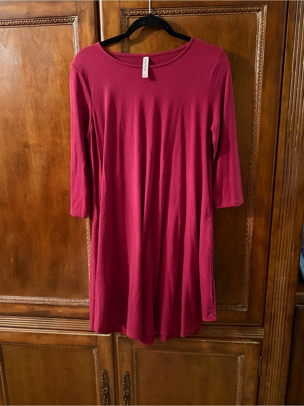 Zenana Outfitters Raspberry Midi Swing Dress